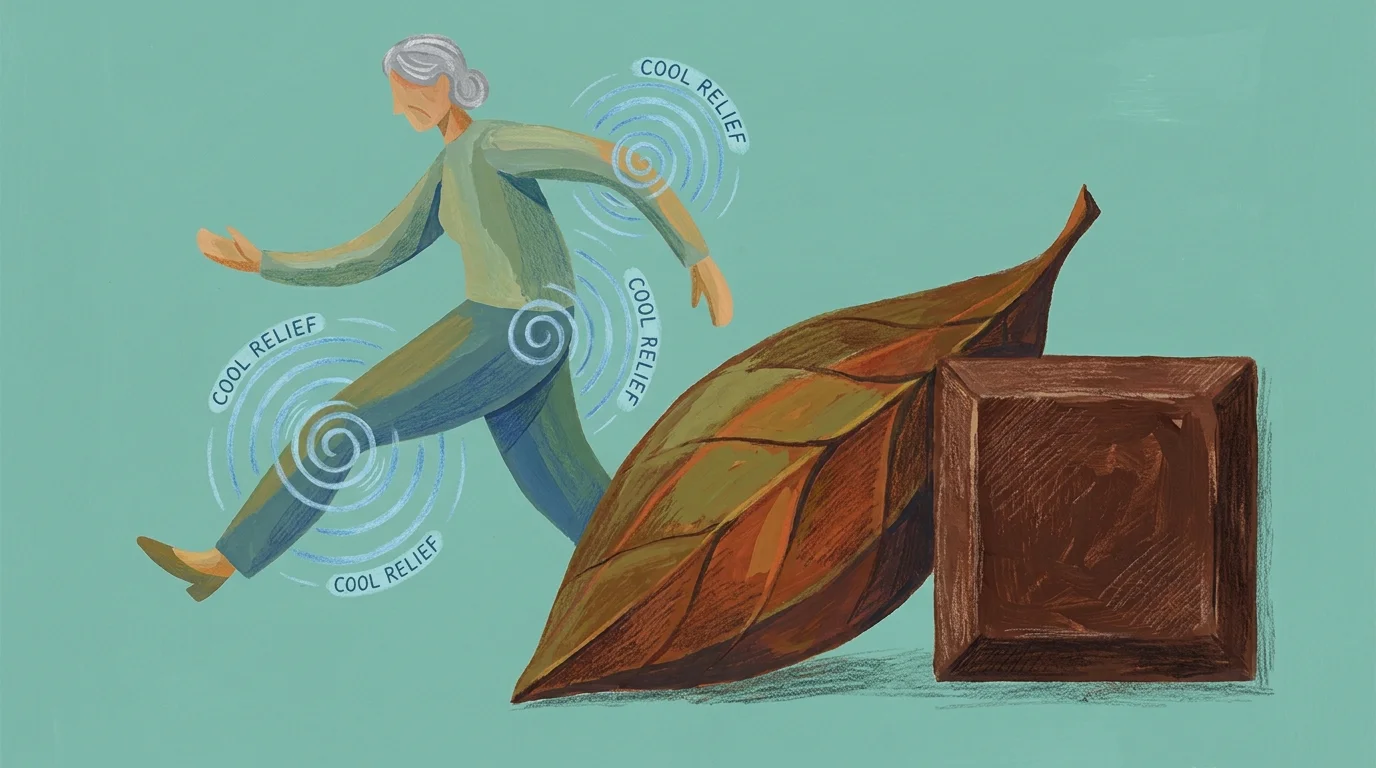 An artistic illustration of an active senior with cooling ripples around the joints representing reduced inflammation.